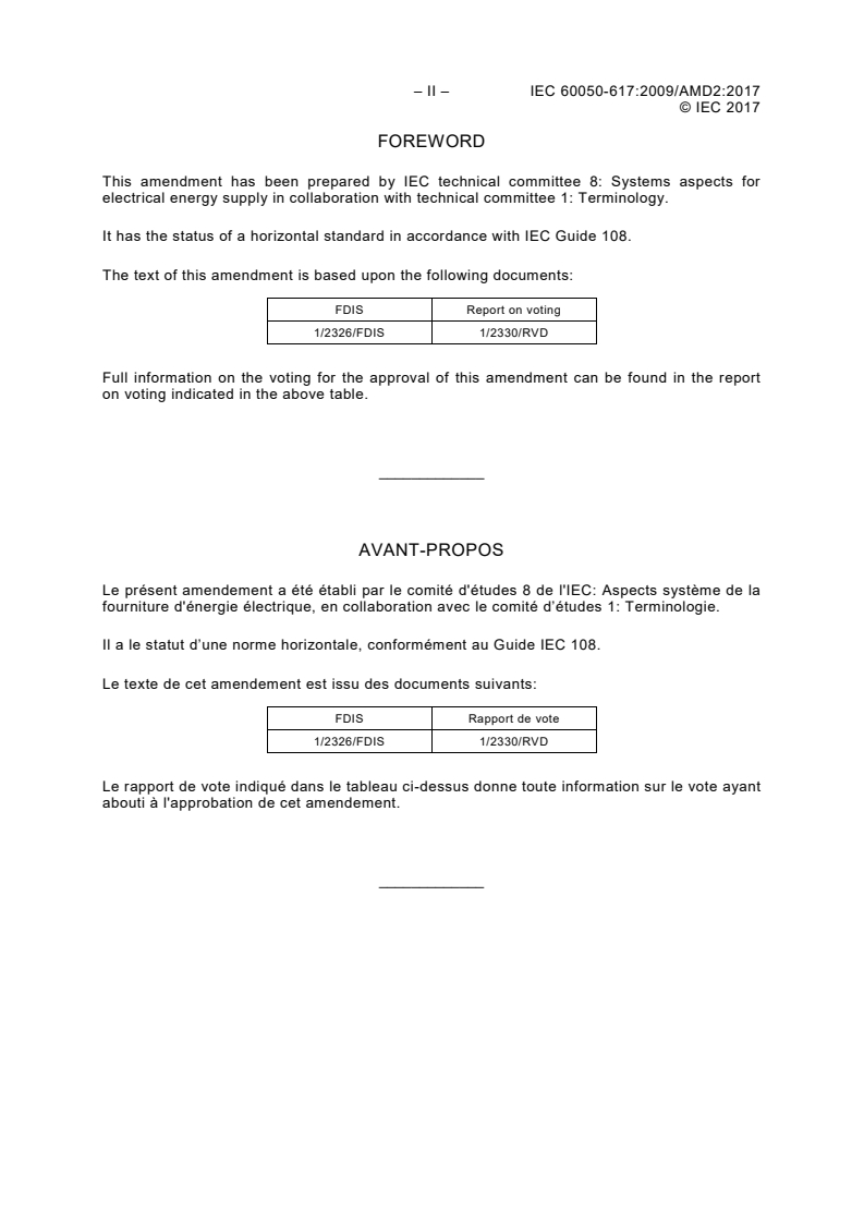 IEC 60050-617:2009/AMD2:2017 IEC 60050-617:2009/AMD2:2017 - Amendment 2 - International Electrotechnical Vocabulary (IEV) - Part 617: Organization/Market of electricity - Page 4 preview