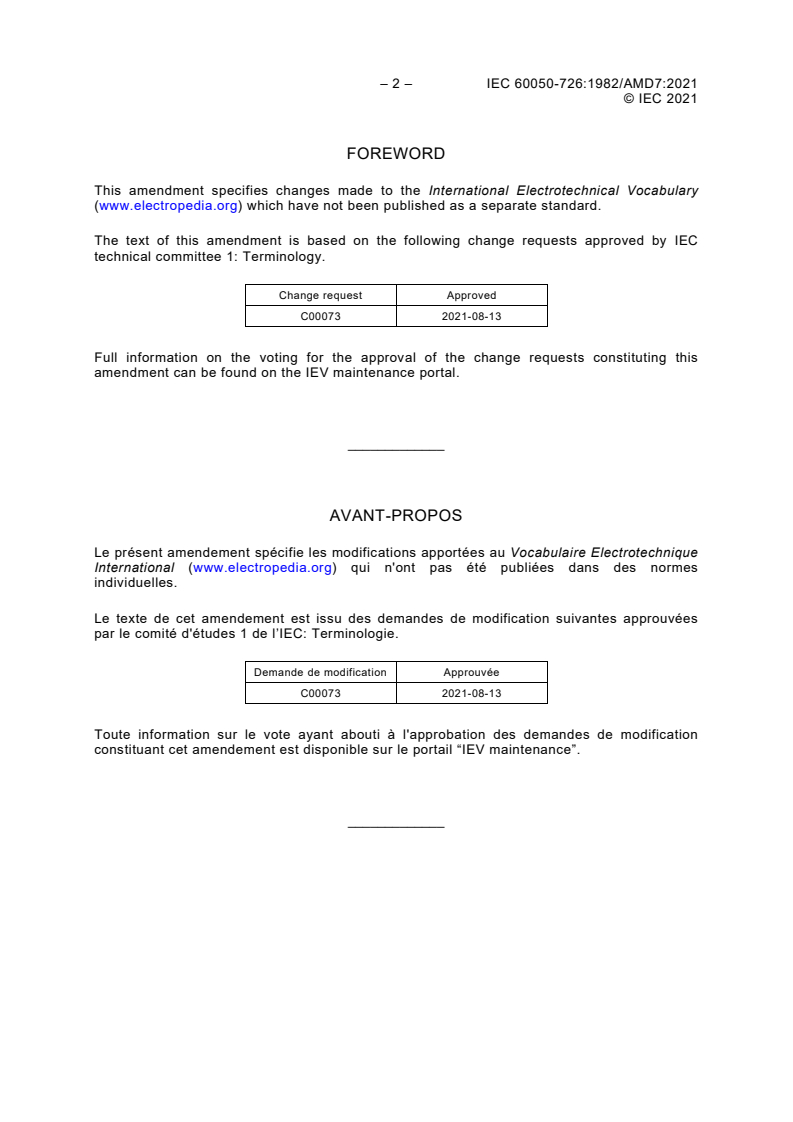 IEC 60050-726:1982/AMD7:2021 IEC 60050-726:1982/AMD7:2021 - Amendment 7 - International Electrotechnical Vocabulary (IEV) - Part 726: Transmission lines and waveguides
Released:3. 09. 2021
Isbn:9782832242247 - Page 4 preview