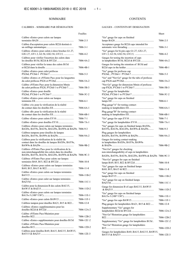 IEC 60061-3:1969/AMD55:2018 IEC 60061-3:1969/AMD55:2018 - Amendment 55 - Lamp caps and holders together with gauges for the control of interchangeability and safety - Part 3: Gauges
Released:8/23/2018 - Page 3 preview