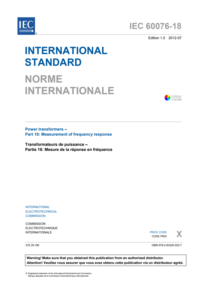 IEC 60076-18:2012 IEC 60076-18:2012 - Power transformers - Part 18: Measurement of frequency response
Released:7/9/2012 - Page 3 preview