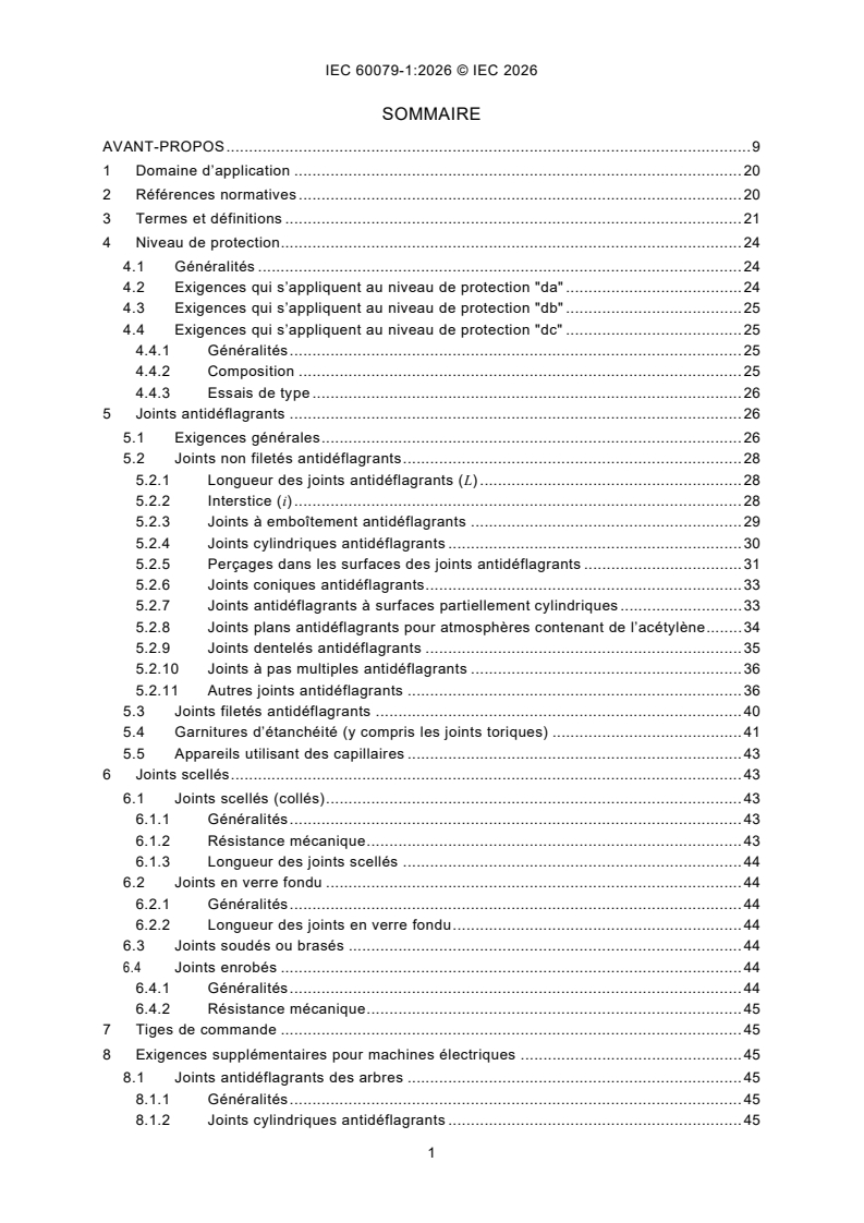 IEC 60079-1:2026 IEC 60079-1:2026 - Atmosphères explosives - Partie 1: Protection des appareils par enveloppes antidéflagrantes "d" - Page 3 preview