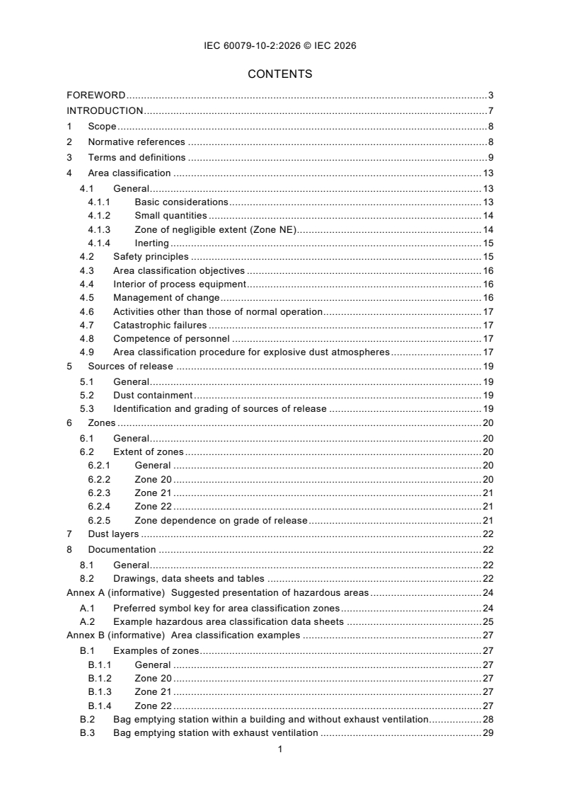 IEC 60079-10-2:2026 iec60079-10-2{ed3.0}en - Explosive atmospheres - Part 10-2: Classification of areas - Explosive dust atmospheres - Page 3 preview