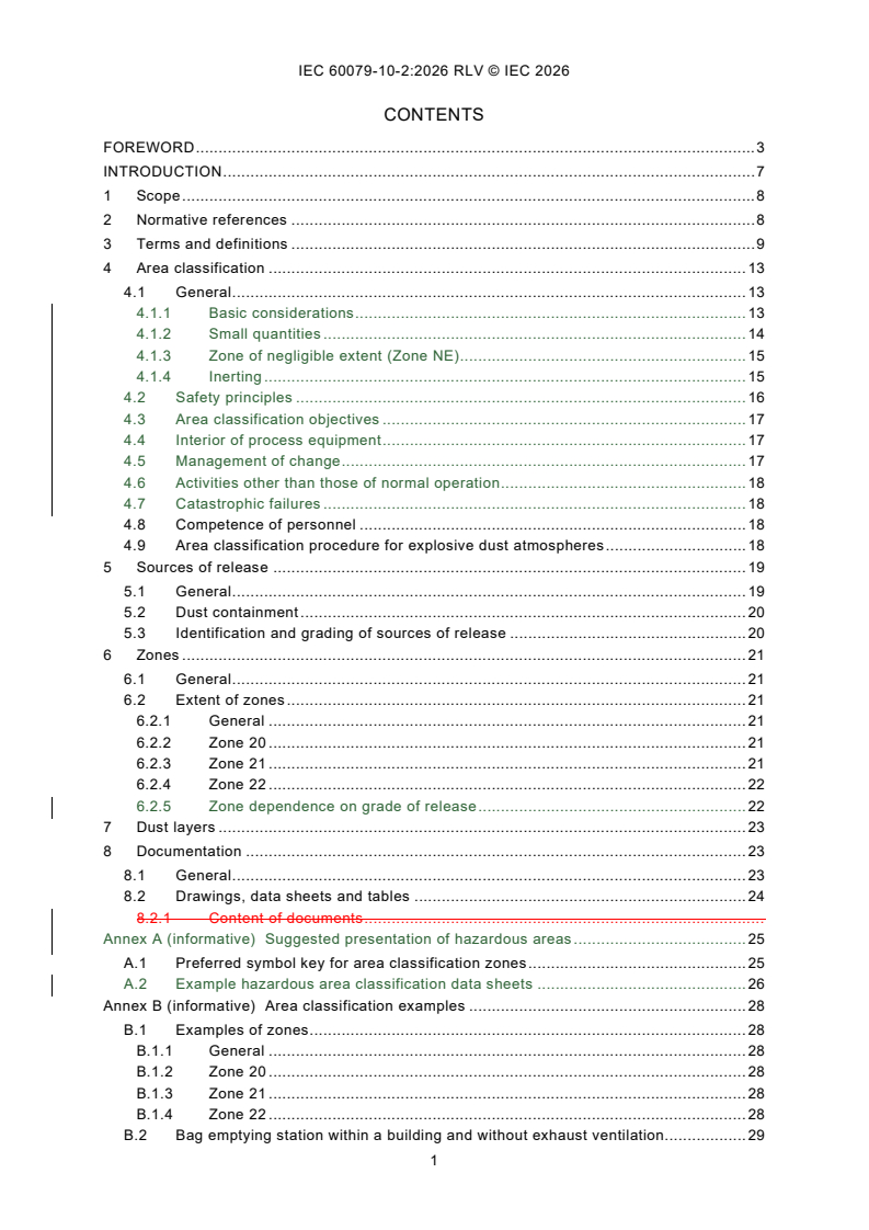IEC 60079-10-2:2026 REDLINE IEC 60079-10-2:2026 RLV - Explosive atmospheres - Part 10-2: Classification of areas - Explosive dust atmospheres - Page 3 preview