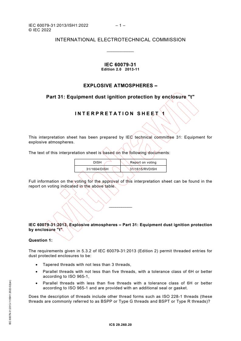 IEC 60079-31:2013 IEC 60079-31:2013 - Explosive atmospheres - Part 31: Equipment dust ignition protection by enclosure "t" - Page 4 preview