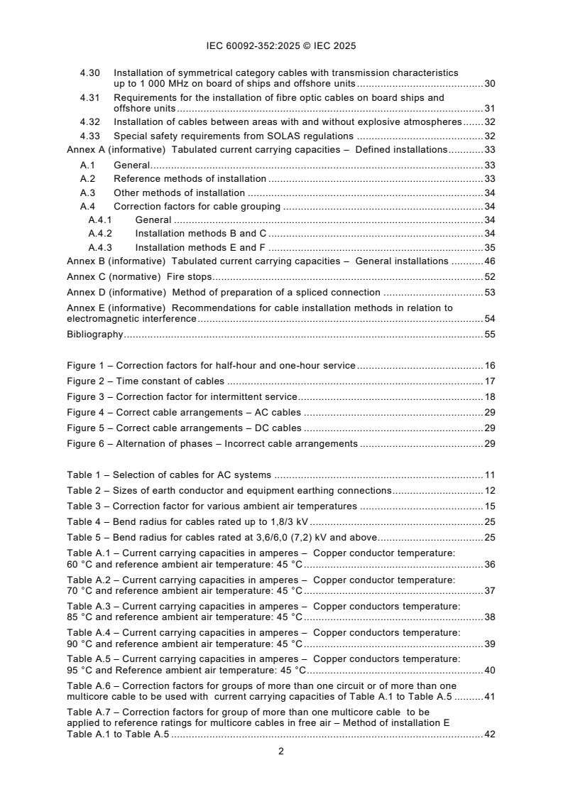 IEC 60092-352:2025 IEC 60092-352:2025 - Electrical installations in ships - Part 352: Selection, installation, and operating conditions of cables/23/2025 - Page 4 preview