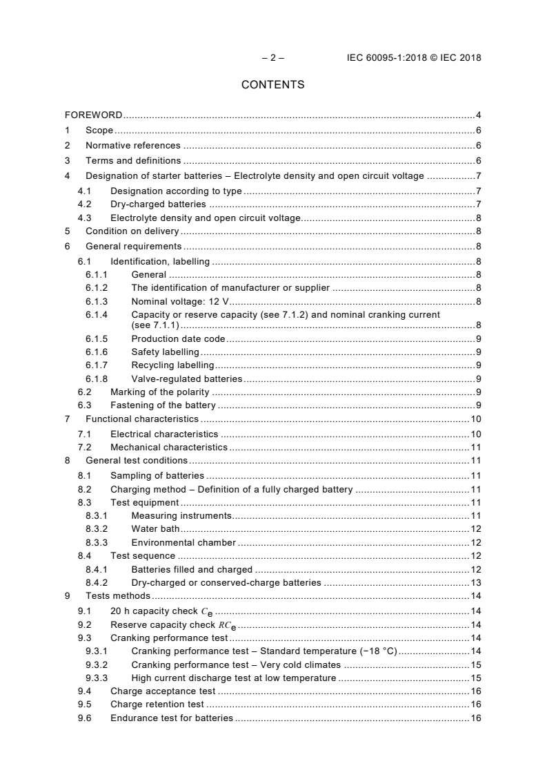 IEC 60095-1:2018 IEC 60095-1:2018 - Lead-acid starter batteries - Part 1: General requirements and methods of test - Page 4 preview