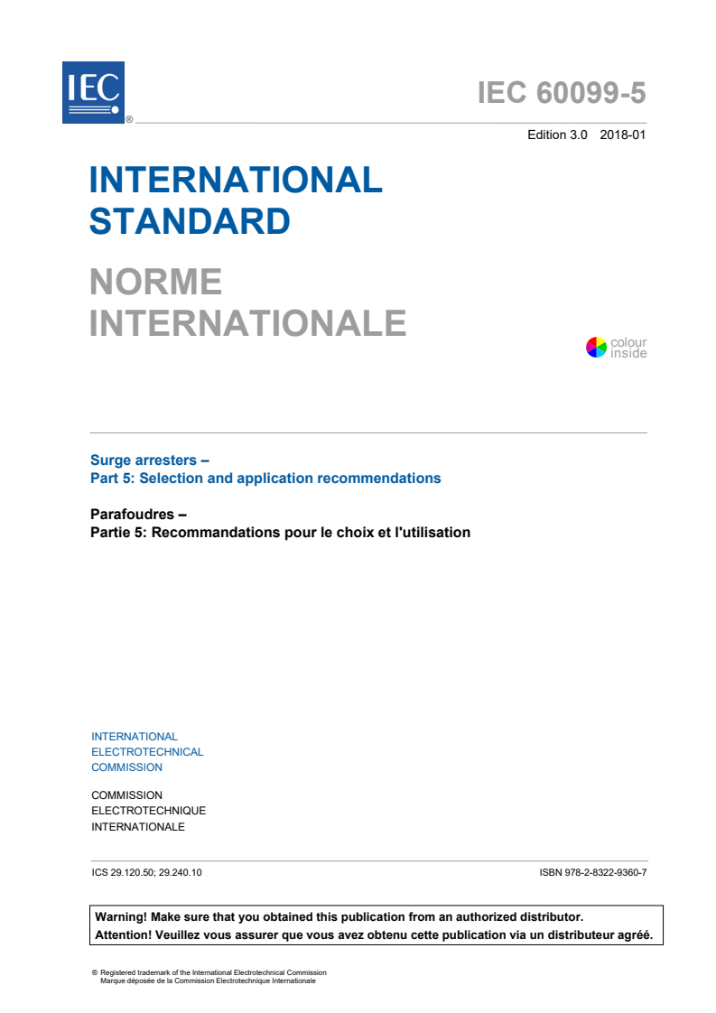 IEC 60099-5:2018 IEC 60099-5:2018 - Surge arresters - Part 5: Selection and application recommendations
Released:1/19/2018 - Page 3 preview