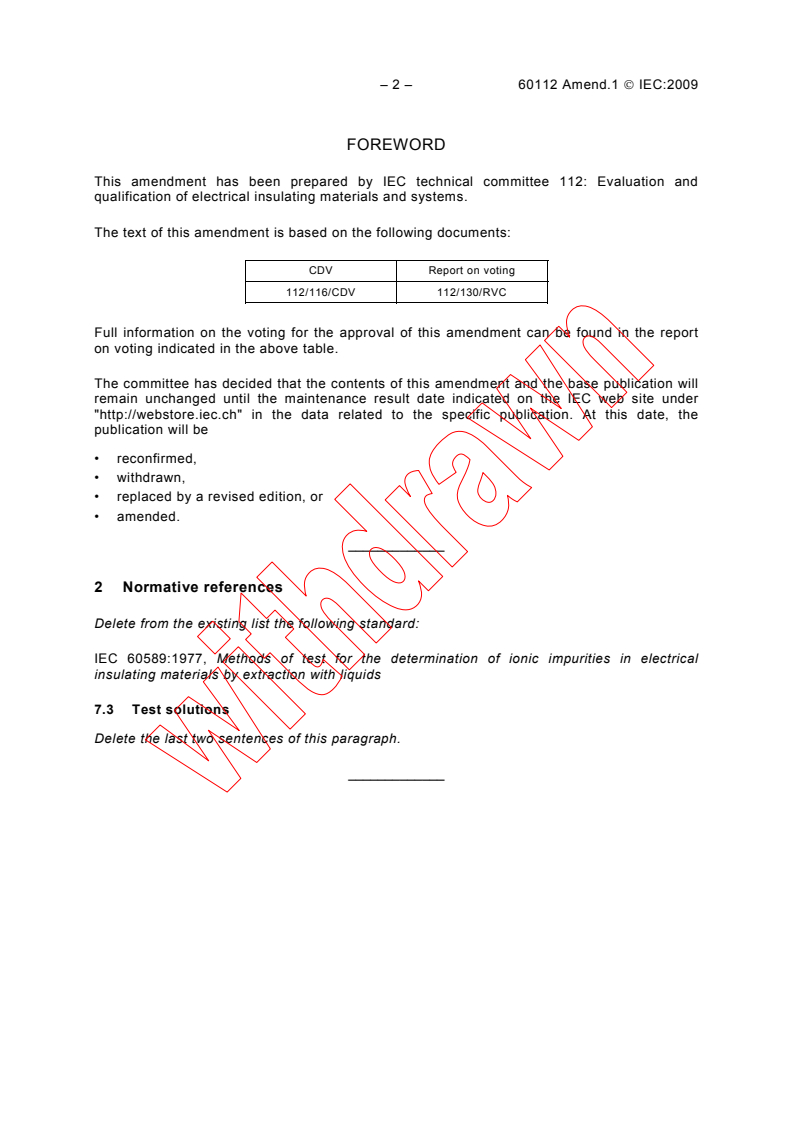 IEC 60112:2003/AMD1:2009 IEC 60112:2003/AMD1:2009 - Amendment 1 - Method for the determination of the proof and the comparative tracking indices of solid insulating materials - Page 4 preview