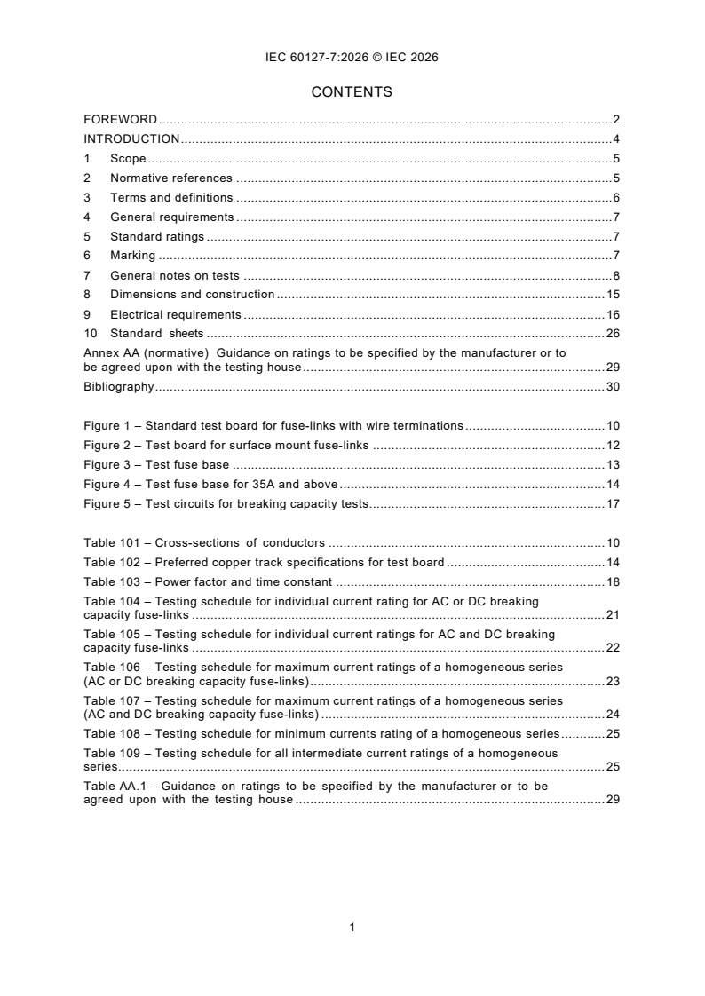 IEC 60127-7:2026 IEC 60127-7:2026 - Miniature fuses - Part 7: Miniature fuse-links for special applications - Page 3 preview