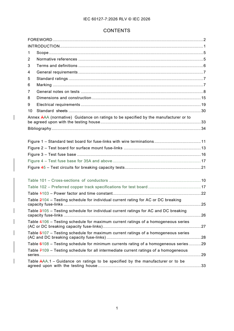 IEC 60127-7:2026 REDLINE IEC 60127-7:2026 RLV - Miniature fuses - Part 7: Miniature fuse-links for special applications - Page 3 preview