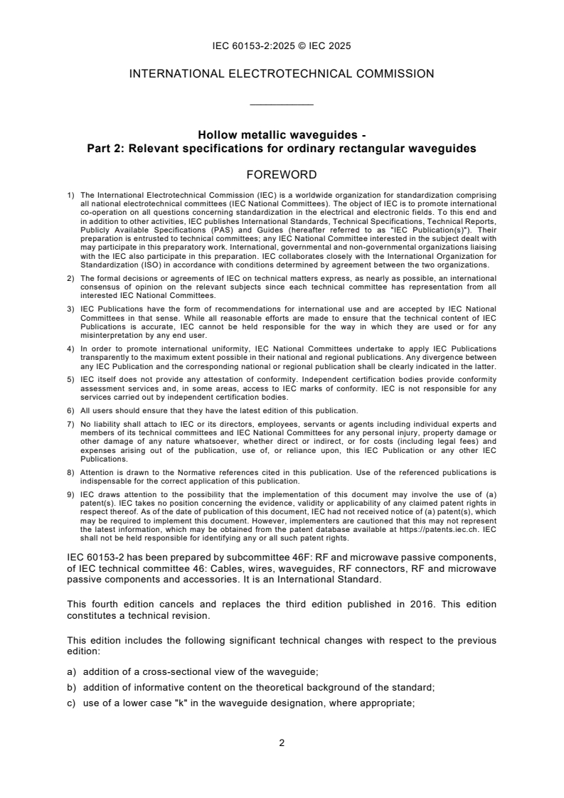 IEC 60153-2:2025 IEC 60153-2:2025 - Hollow metallic waveguides - Part 2: Relevant specifications for ordinary rectangular waveguides
Released:13. 11. 2025
Isbn:9782832708521 - Page 4 preview