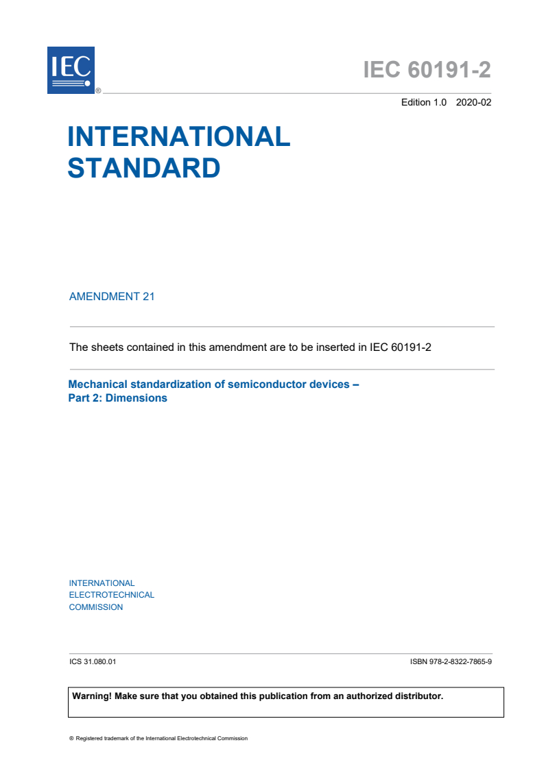 IEC 60191-2:1966/AMD21:2020 IEC 60191-2:1966/AMD21:2020 - Amendment 21 - Mechanical standardization of semiconductor devices - Part 2: Dimensions - Page 3 preview