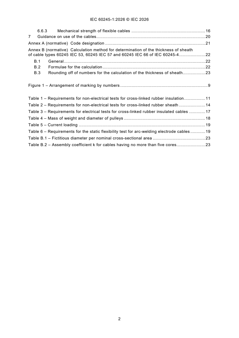 IEC 60245-1:2026 IEC 60245-1:2026 - Rubber insulated cables - Rated voltages up to and including 450/750 V - Part 1: General requirements - Page 4 preview