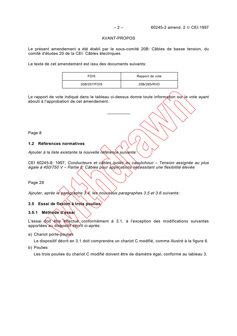 IEC 60245-2:1994/AMD2:1997 IEC 60245-2:1994/AMD2:1997 - Amendment 2 - Rubber insulated cables - Rated voltages up to and including 450/750 V - Part 2: Test methods - Page 2 preview