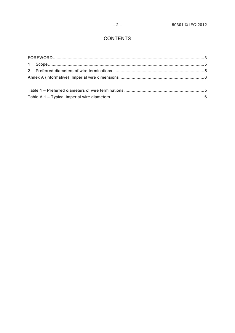 IEC 60301:2012 IEC 60301:2012 - Preferred diameters of wire terminations of capacitors and resistors - Page 4 preview