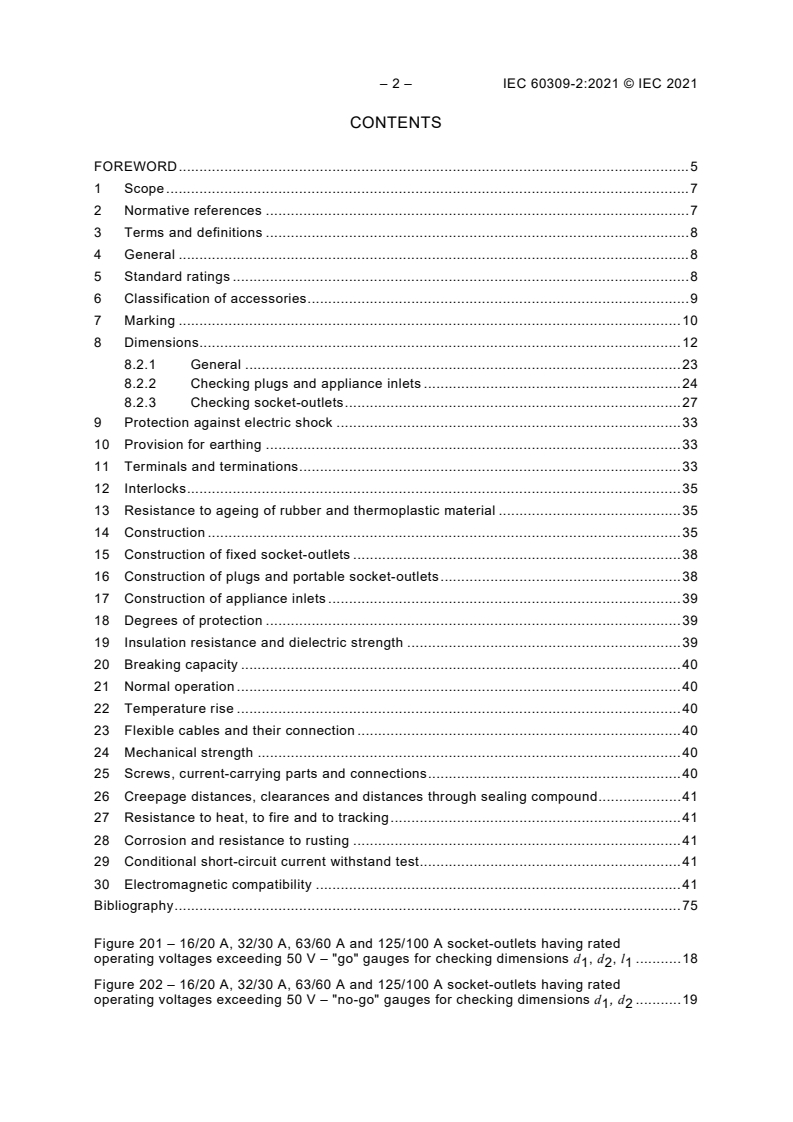 IEC 60309-2:2021 IEC 60309-2:2021 - Plugs, fixed or portable socket-outlets and appliance inlets for industrial purposes - Part 2: Dimensional compatibility requirements for pin and contact-tube accessories - Page 4 preview