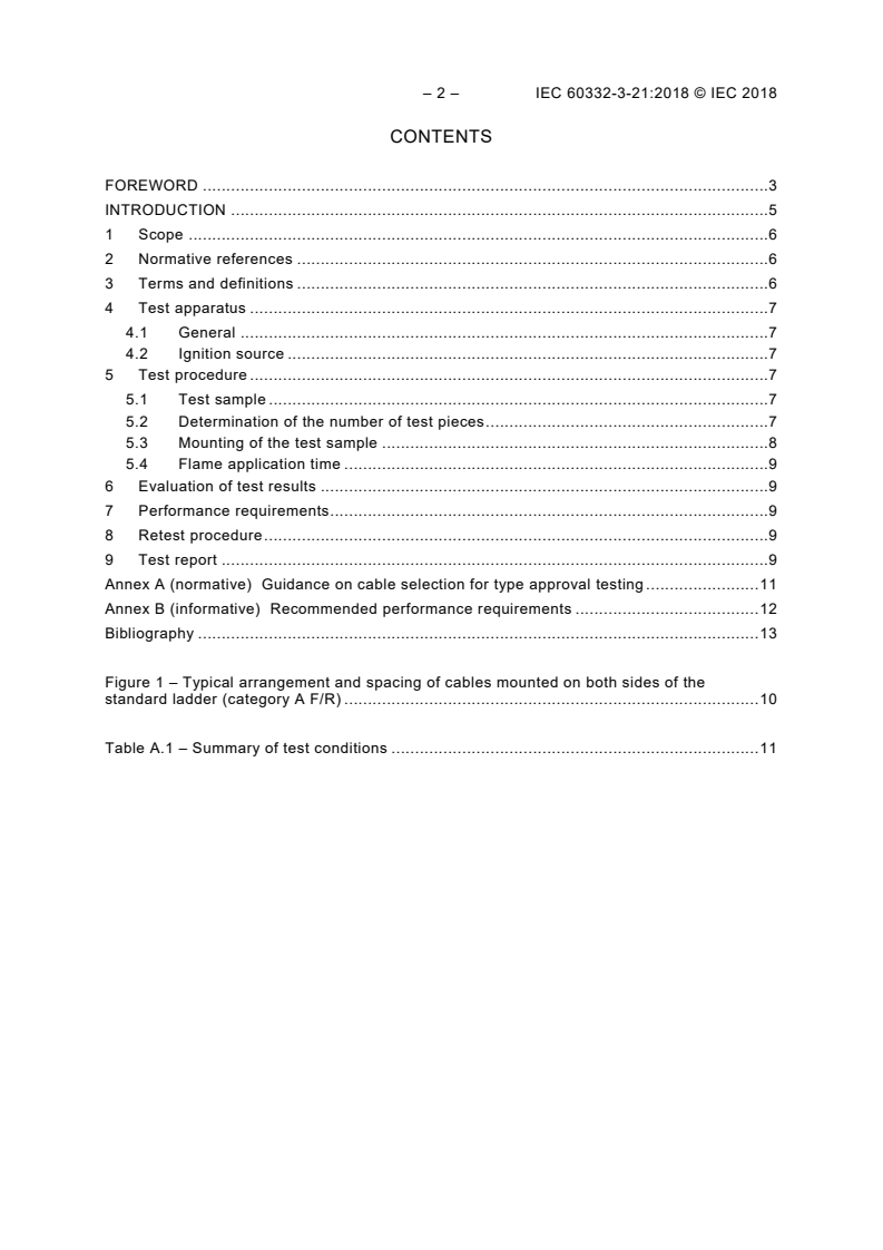IEC 60332-3-21:2018 IEC 60332-3-21:2018 - Tests on electric and optical fibre cables under fire conditions - Part 3-21: Test for vertical flame spread of vertically-mounted bunched wires or cables - Category A F/R
Released:7/13/2018 - Page 4 preview