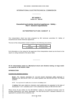 IEC 60335-1:2020/ISH2:2025 - Interpretation Sheet 2 - Household and similar electrical appliances - Safety - Part 1: General requirements
Released:12. 08. 2025
Isbn:9782832706107 - Page 1 preview