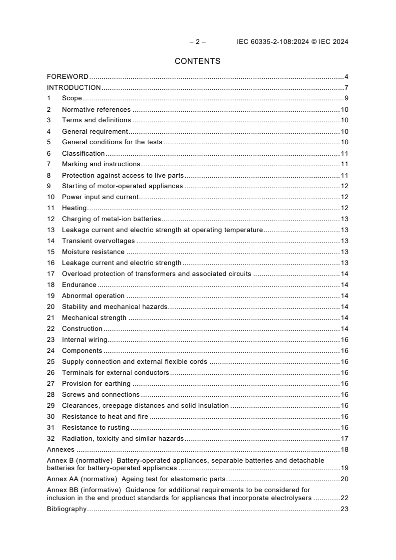IEC 60335-2-108:2024 IEC 60335-2-108:2024 - Household and similar electrical appliances - Safety - Part 2-108: Particular requirements for electrolysers
Released:3/22/2024 - Page 4 preview
