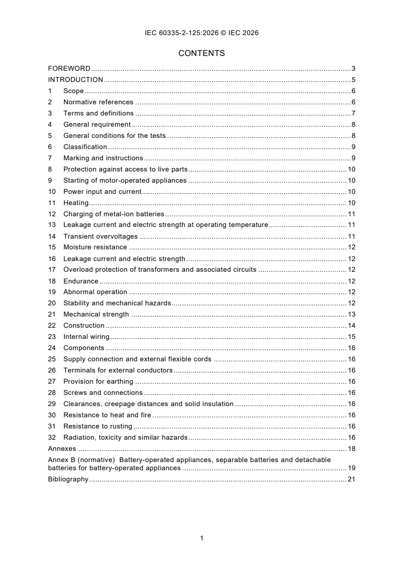 IEC 60335-2-125:2026 IEC 60335-2-125:2026 - Household and similar electrical appliances - Safety - Part 2-125: Particular requirements for breast pump appliances for expressing breast milk - Page 3 preview