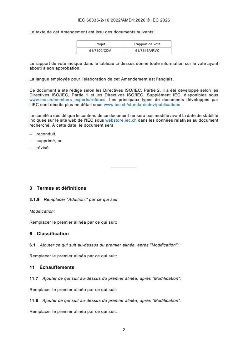IEC 60335-2-16:2022/AMD1:2026 iec60335-2-16-amd1{ed6.0}fr - Amendement 1 - Appareils électrodomestiques et analogues - Sécurité - Partie 2-16: Exigences particulières pour les broyeurs de déchets - Page 4 preview