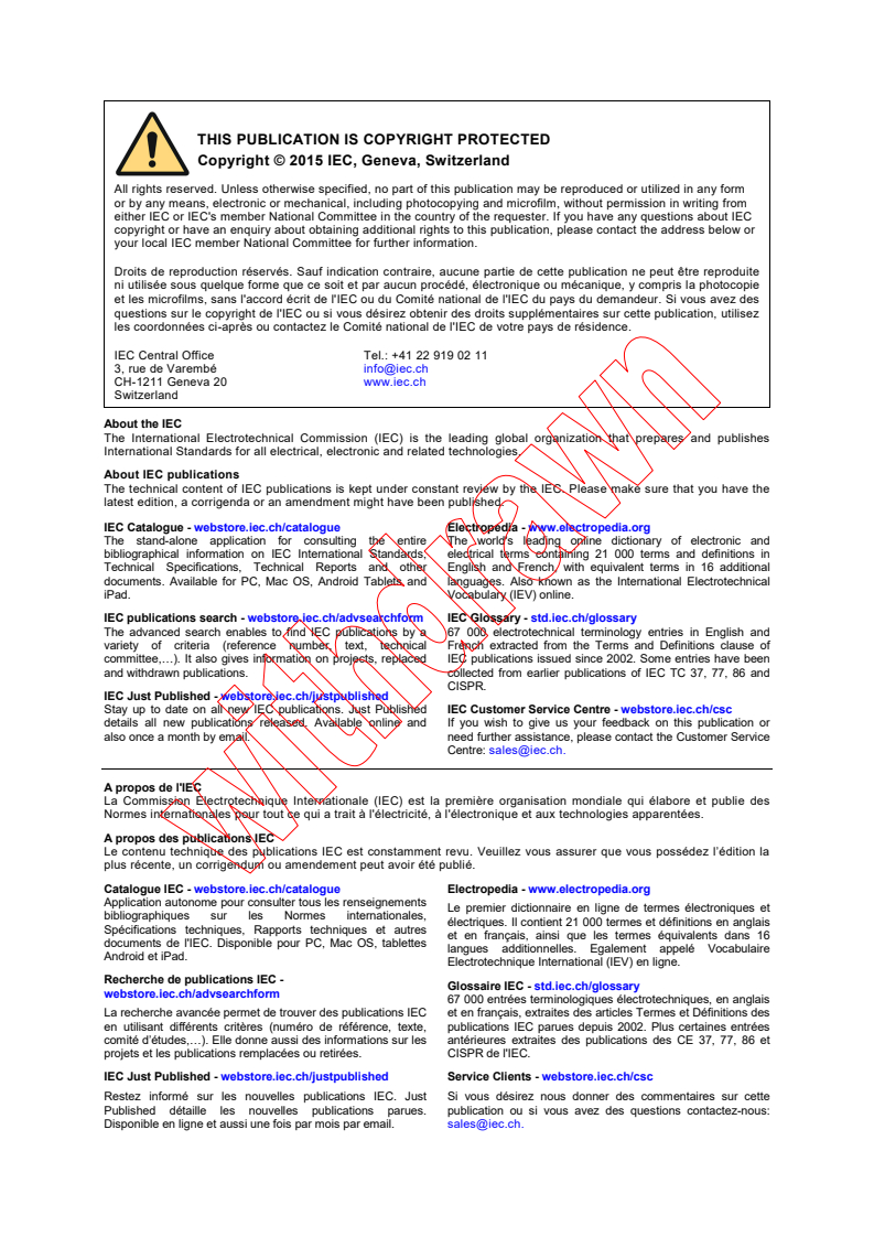 IEC 60335-2-27:2009/AMD2:2015 IEC 60335-2-27:2009/AMD2:2015 - Amendment 2 - Household and similar electrical appliances - Safety - Part 2-27: Particular requirements for appliances for skin exposure to optical radiation
Released:4/27/2018 - Page 2 preview