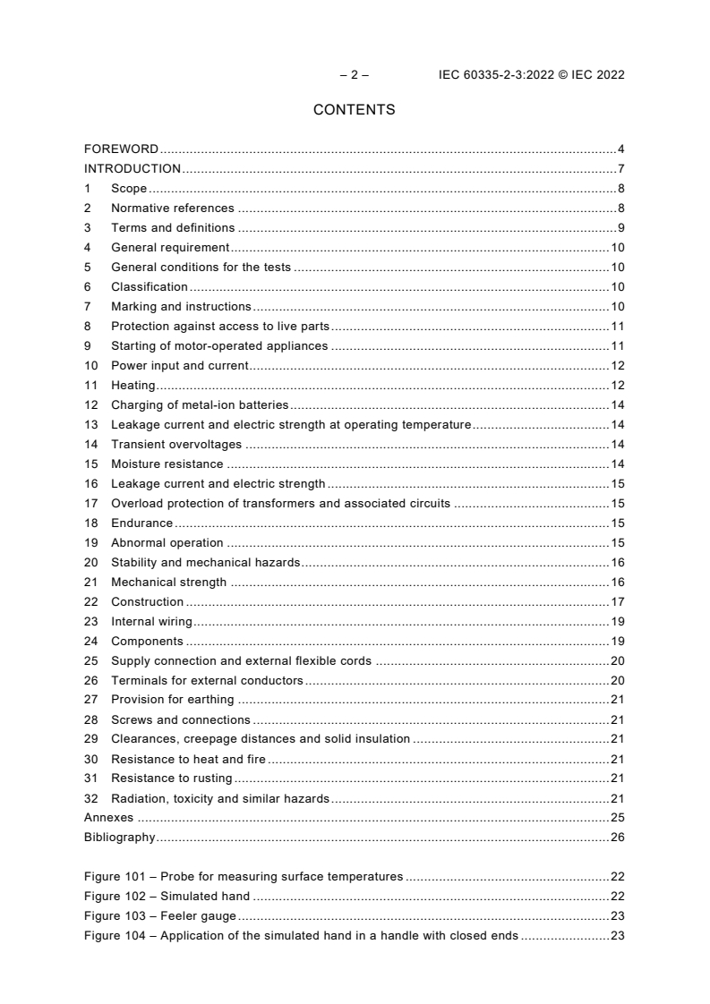 IEC 60335-2-3:2022 IEC 60335-2-3:2022 - Household and similar electrical appliances - Safety - Part 2-3: Particular requirements for electric irons
Released:10/12/2022 - Page 4 preview