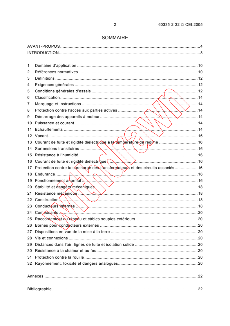 IEC 60335-2-32:2002 IEC 60335-2-32:2002 - Household and similar electrical appliances - Safety - Part 2-32: Particular requirements for massage appliances
Released:10/17/2002 - Page 4 preview