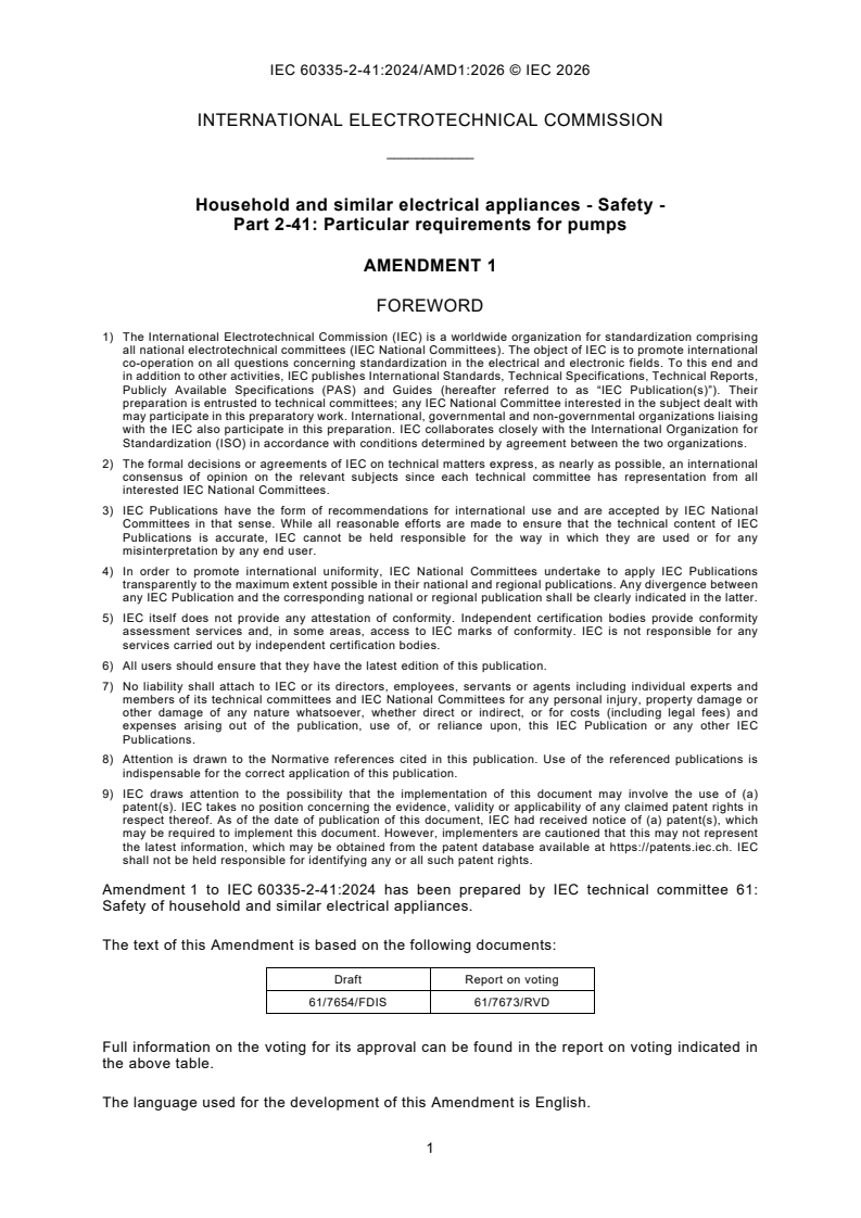 IEC 60335-2-41:2024/AMD1:2026 iec60335-2-41-amd1{ed5.0}en - Amendment 1 - Household and similar electrical appliances - Safety - Part 2-41: Particular requirements for pumps - Page 3 preview