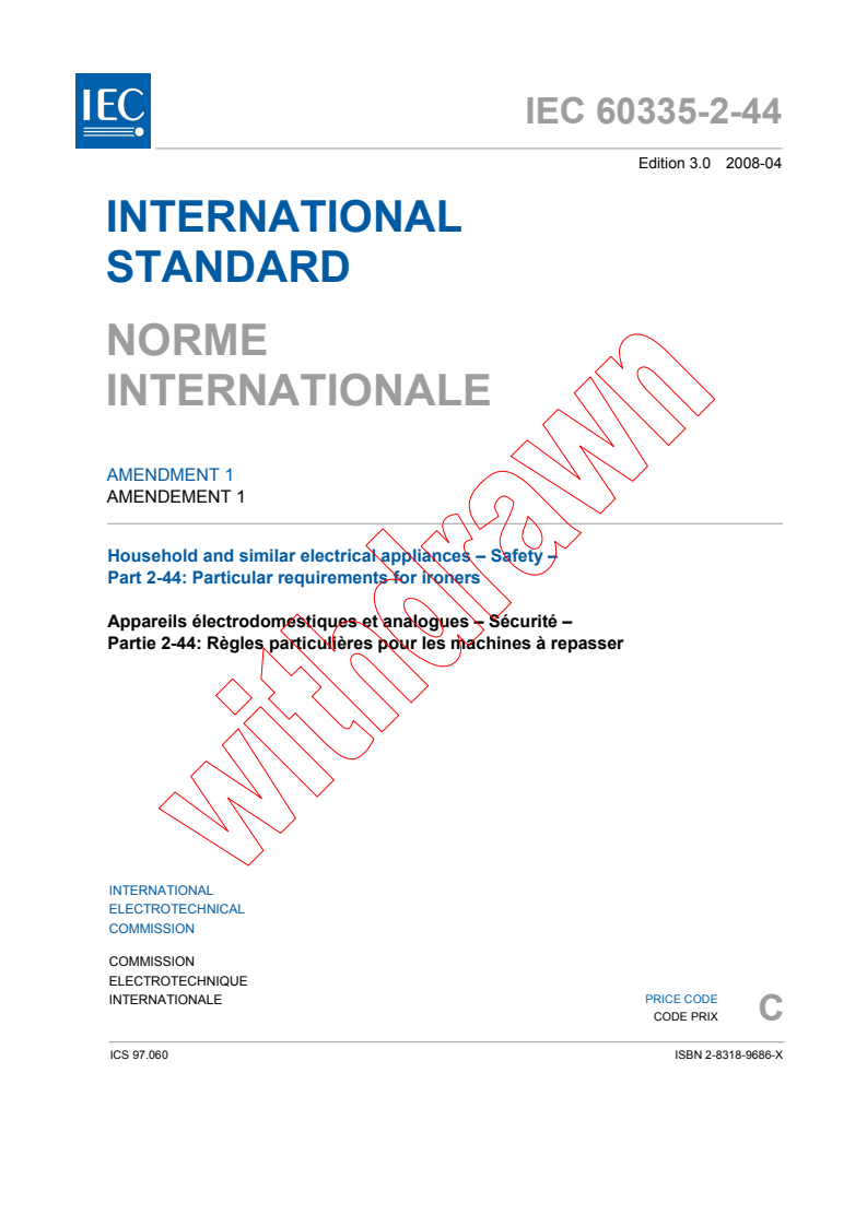 IEC 60335-2-44:2002/AMD1:2008 IEC 60335-2-44:2002/AMD1:2008 - Amendment 1 - Household and similar electrical appliances - Safety - Part 2-44: Particular requirements for ironers - Page 3 preview