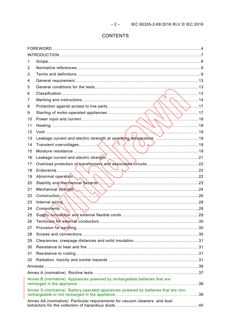 IEC 60335-2-69:2016 IEC 60335-2-69:2016 RLV - Household and similar electrical appliances - Safety - Part 2-69: Particular requirements for wet and dry vacuum cleaners, including power brush, for commercial use
Released:6/14/2016 - Page 4 preview