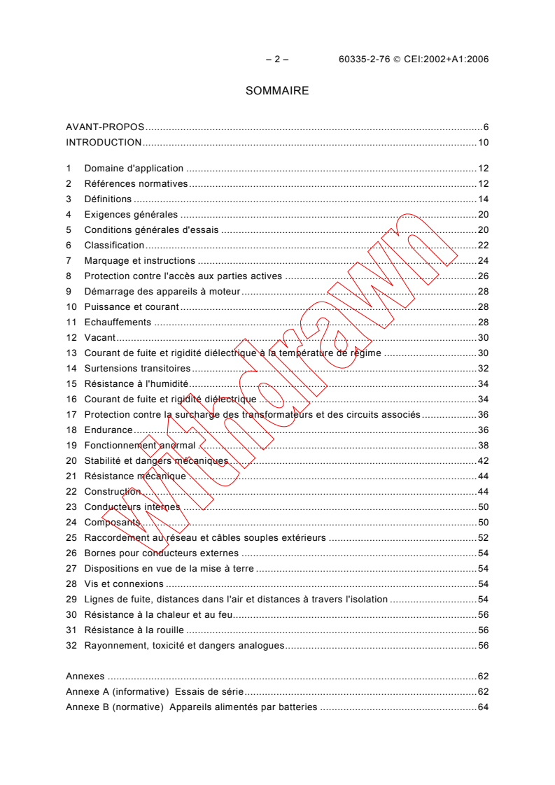 IEC 60335-2-76:2002 IEC 60335-2-76:2002+AMD1:2006 CSV - Household and similar electrical appliances - Safety - Part 2-76: Particular requirements for electric fence energizers
Released:4/11/2006 - Page 4 preview