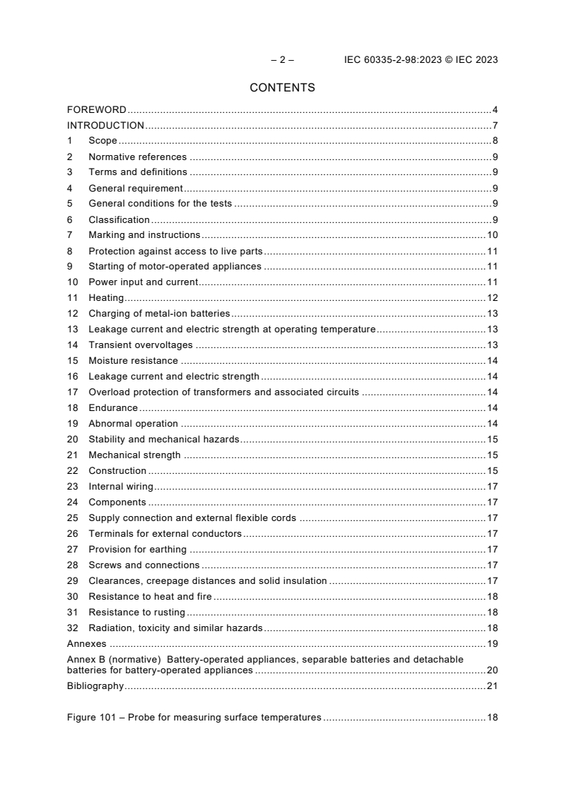 IEC 60335-2-98:2023 IEC 60335-2-98:2023 - Household and similar electrical appliances - Safety - Part 2-98: Particular requirements for humidifiers
Released:12/6/2023 - Page 4 preview