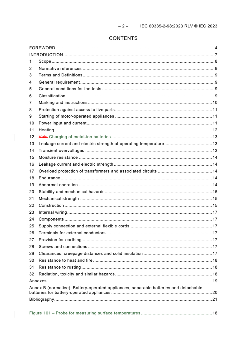 IEC 60335-2-98:2023 iec60335-2-98{ed3.0.RLV}en - IEC 60335-2-98:2023 EXV-RLV - Household and similar electrical appliances - Safety - Part 2-98: Particular requirements for humidifiers
Released:6. 12. 2023 - Page 4 preview