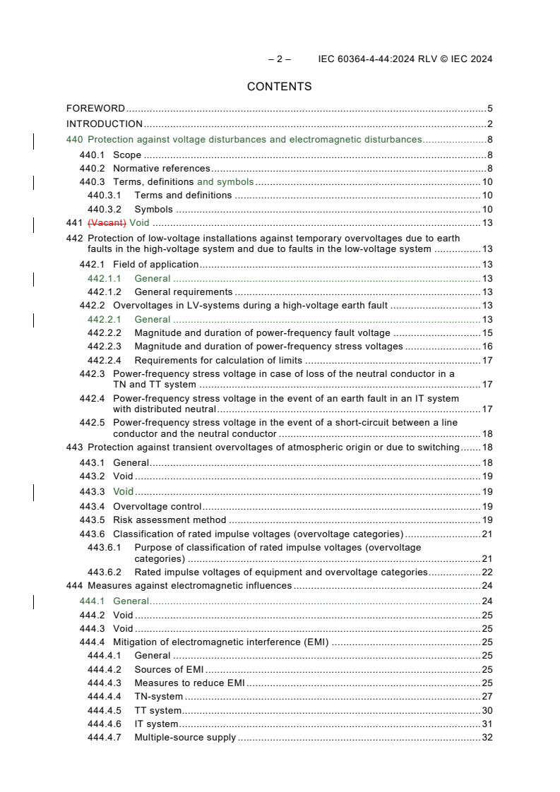 IEC 60364-4-44:2024 IEC 60364-4-44:2024 RLV - Low-voltage electrical installations - Part 4-44: Protection for safety - Protection against voltage disturbances and electromagnetic disturbances
Released:12/19/2024 - Page 4 preview