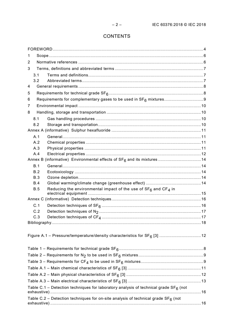 IEC 60376:2018 IEC 60376:2018 - Specification of technical grade sulphur hexafluoride (SF<sub>6</sub>) and complementary gases to be used in its mixtures for use in electrical equipment
Released:10/19/2018 - Page 4 preview