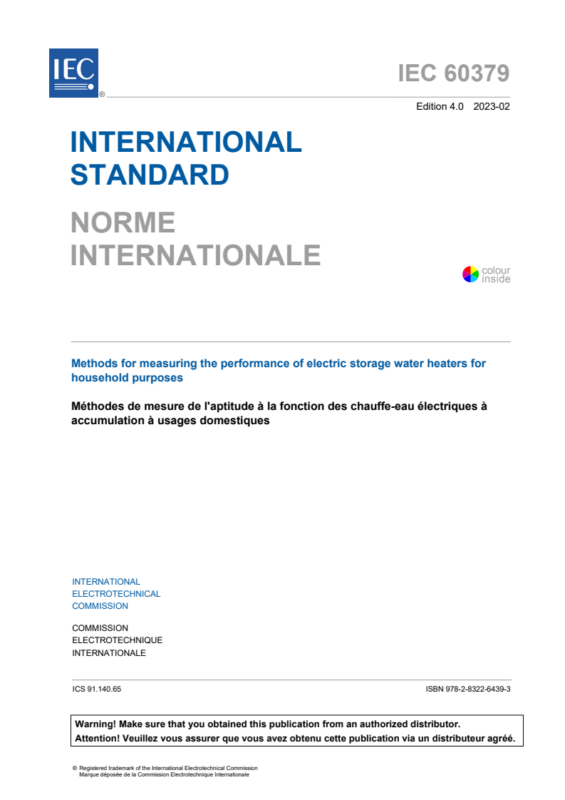 IEC 60379:2023 IEC 60379:2023 - Methods for measuring the performance of electric storage water heaters for household purposes
Released:2/7/2023 - Page 3 preview