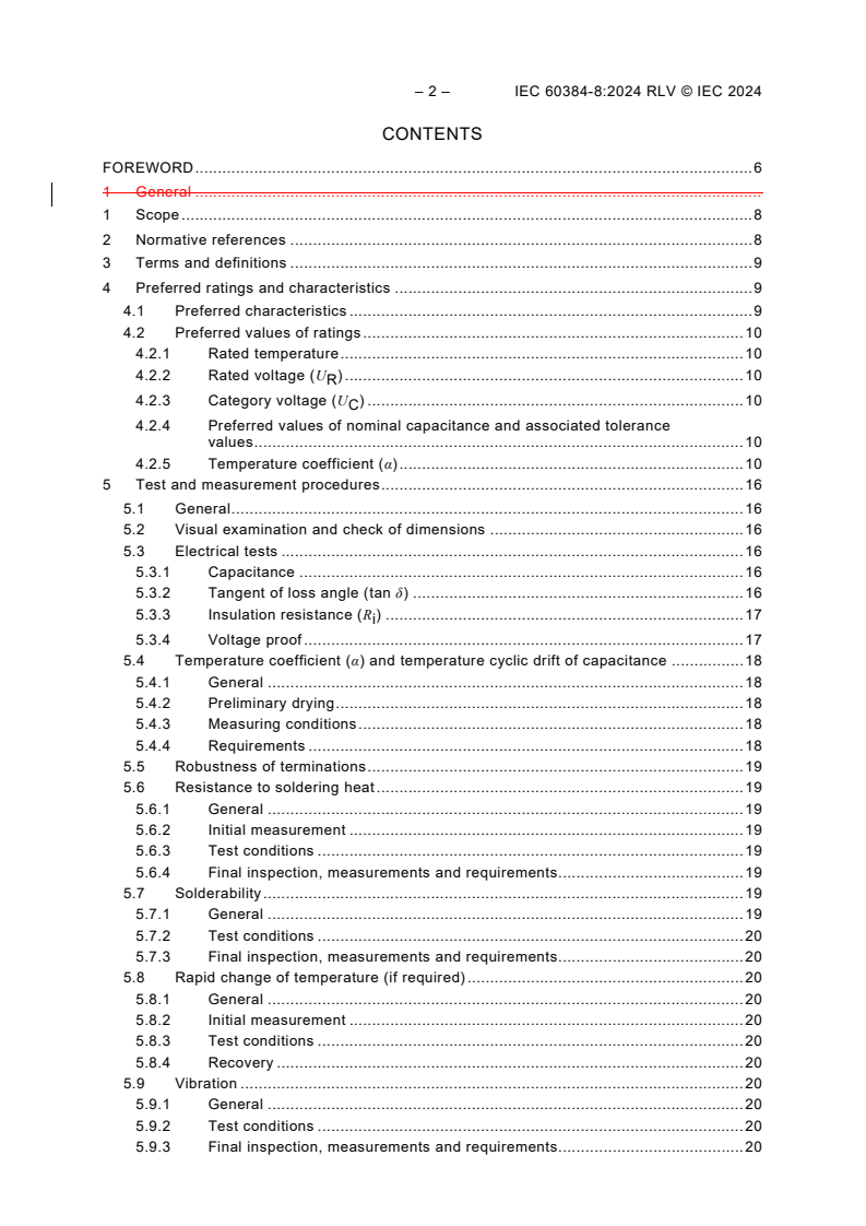 IEC 60384-8:2024 IEC 60384-8:2024 RLV - Fixed capacitors for use in electronic equipment - Part 8: Sectional specification - Fixed capacitors of ceramic dielectric, Class 1
Released:8/14/2024 - Page 4 preview