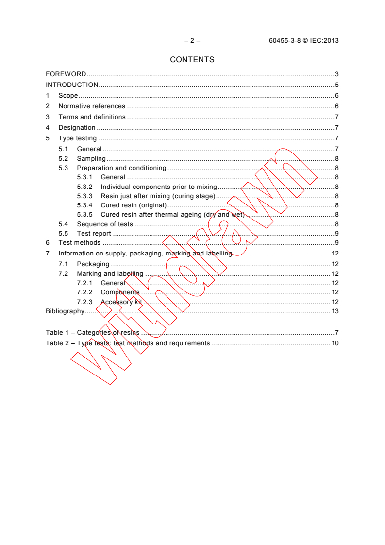 IEC 60455-3-8:2013 IEC 60455-3-8:2013 - Resin based reactive compounds used for electrical insulation - Part 3: Specifications for individual materials - Sheet 8: Resins for cable accessories - Page 4 preview