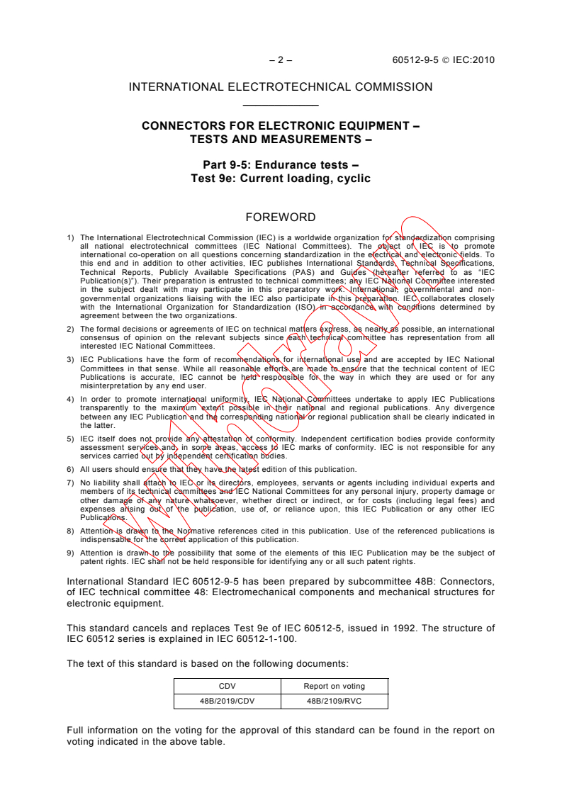 IEC 60512-9-5:2010 IEC 60512-9-5:2010 - Connectors for electronic equipment - Tests and measurements - Part 9-5: Endurance tests - Test 9e: Current loading, cyclic - Page 4 preview