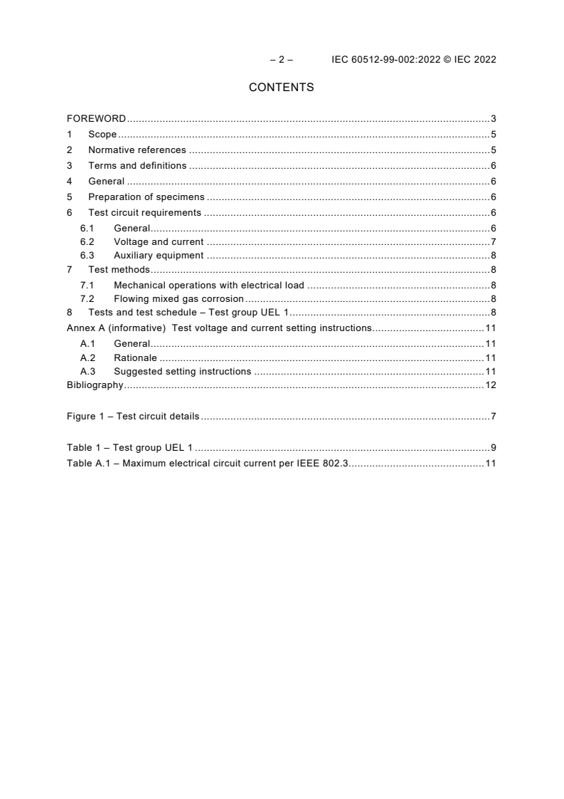 IEC 60512-99-002:2022 IEC 60512-99-002:2022 - Connectors for electrical and electronic equipment - Tests and measurements - Part 99-002: Endurance test schedules - Test 99b: Test schedule for unmating under electrical load
Released:1/28/2022 - Page 4 preview