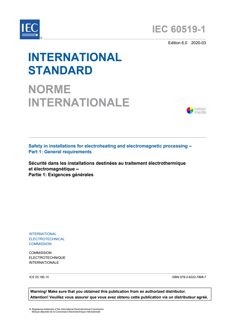 IEC 60519-1:2020 IEC 60519-1:2020 - Safety in installations for electroheating and electromagnetic processing - Part 1: General requirements
Released:3/11/2020 - Page 3 preview