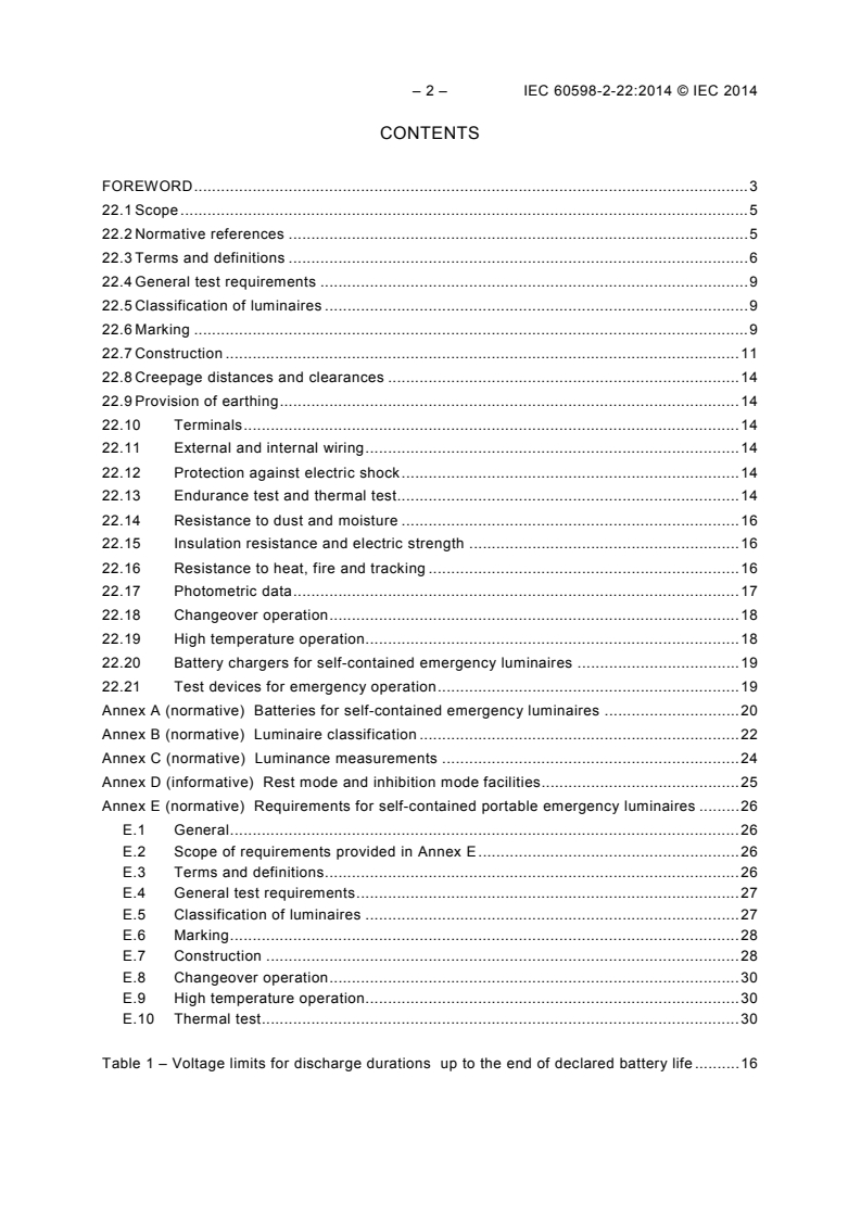 IEC 60598-2-22:2014 IEC 60598-2-22:2014 - Luminaires - Part 2-22: Particular requirements - Luminaires for emergency lighting
Released:6/19/2014 - Page 4 preview