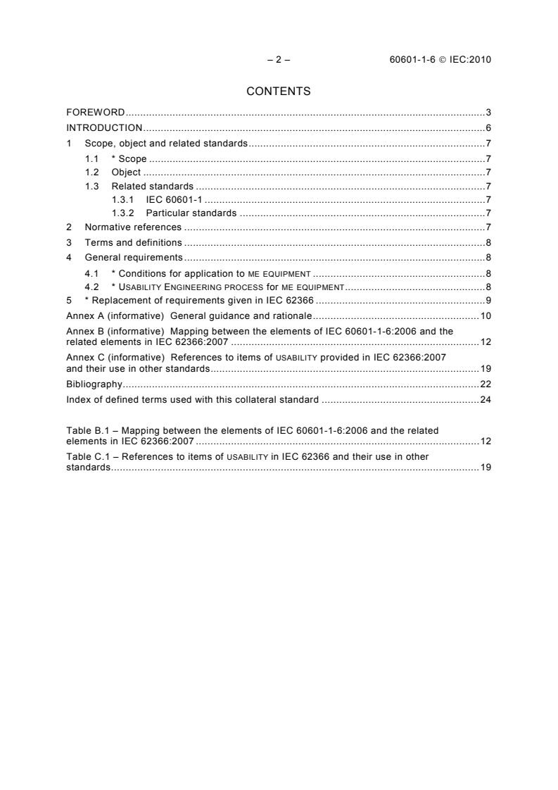 IEC 60601-1-6:2010 IEC 60601-1-6:2010 - Medical electrical equipment - Part 1-6: General requirements for basic safety and essential performance - Collateral standard: Usability
Released:1/27/2010 - Page 4 preview