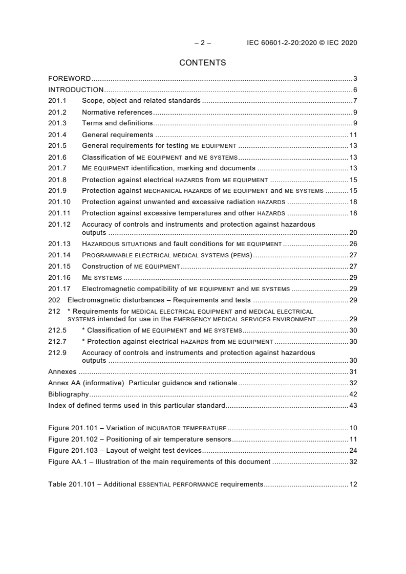 IEC 60601-2-20:2020 IEC 60601-2-20:2020 - Medical electrical equipment - Part 2-20: Particular requirements for the basic safety and essential performance of infant transport incubators
Released:9/2/2020 - Page 4 preview