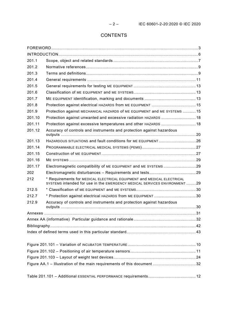 IEC 60601-2-20:2020 IEC 60601-2-20:2020 - Medical electrical equipment - Part 2-20: Particular requirements for the basic safety and essential performance of infant transport incubators
Released:9/2/2020 - Page 4 preview