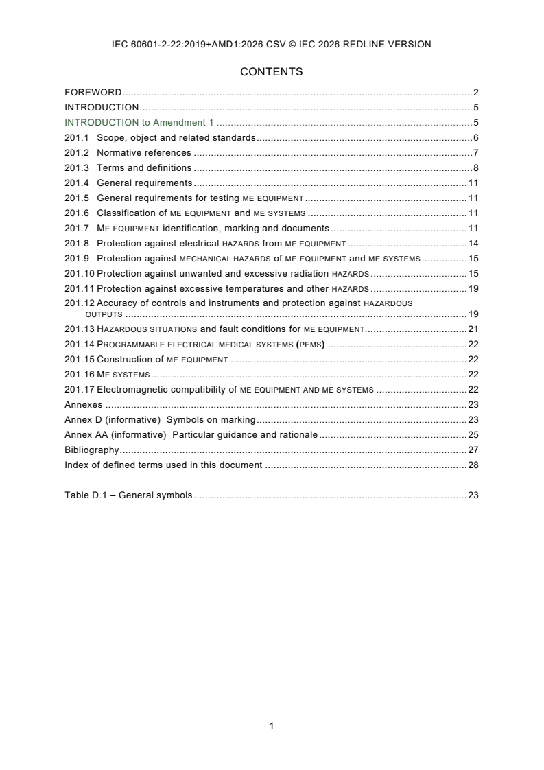 IEC 60601-2-22:2019 IEC 60601-2-22:2019+AMD1:2026 CSV - Medical electrical equipment - Part 2-22: Particular requirements for basic safety and essential performance of surgical, cosmetic, therapeutic and diagnostic laser equipment - Page 3 preview