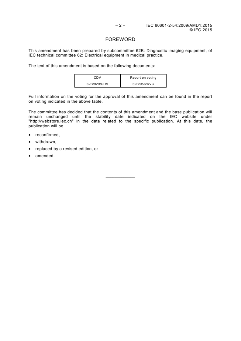 IEC 60601-2-54:2009/AMD1:2015 IEC 60601-2-54:2009/AMD1:2015 - Amendment 1 - Medical electrical equipment - Part 2-54: Particular requirements for the basic safety and essential performance of X-ray equipment for radiography and radioscopy - Page 4 preview