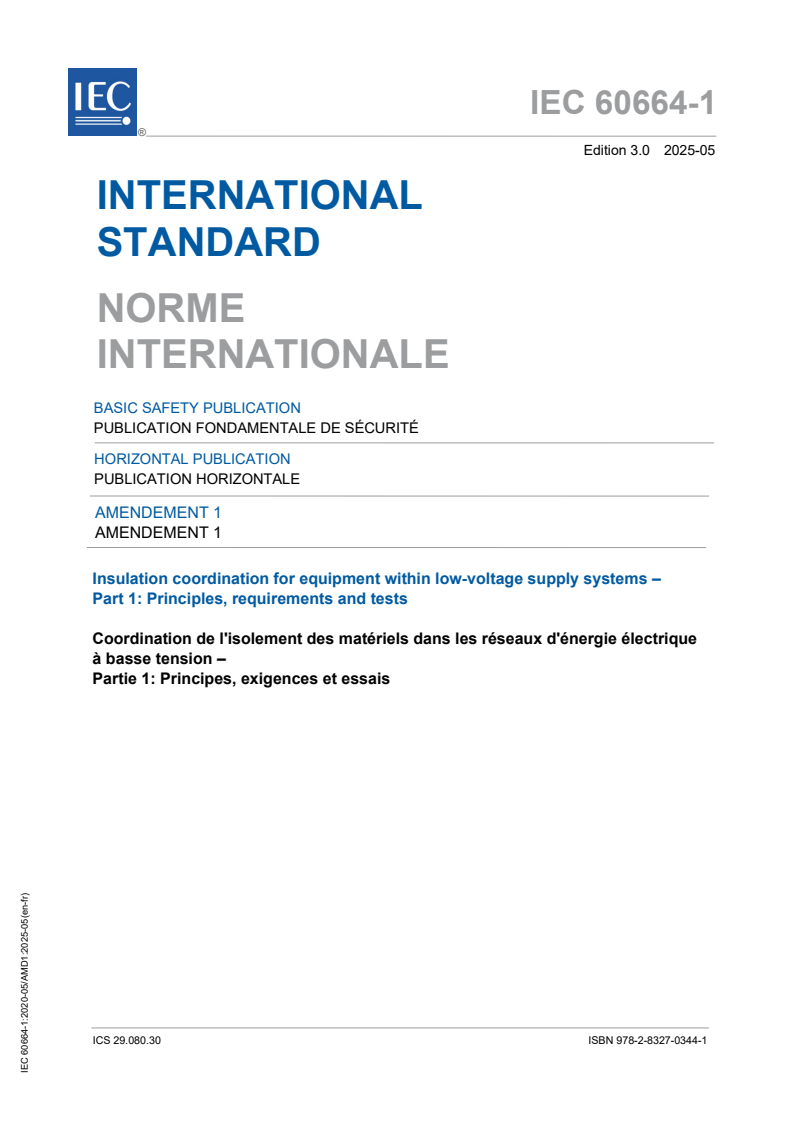 IEC 60664-1:2020/AMD1:2025 IEC 60664-1:2020/AMD1:2025 - Amendment 1 - Insulation coordination for equipment within low-voltage supply systems - Part 1: Principles, requirements and tests
Released:6. 05. 2025
Isbn:9782832703441