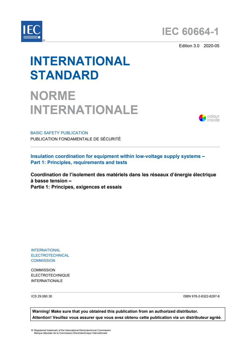IEC 60664-1:2020 IEC 60664-1:2020 - Insulation coordination for equipment within low-voltage supply systems - Part 1: Principles, requirements and tests
Released:5/26/2020 - Page 3 preview